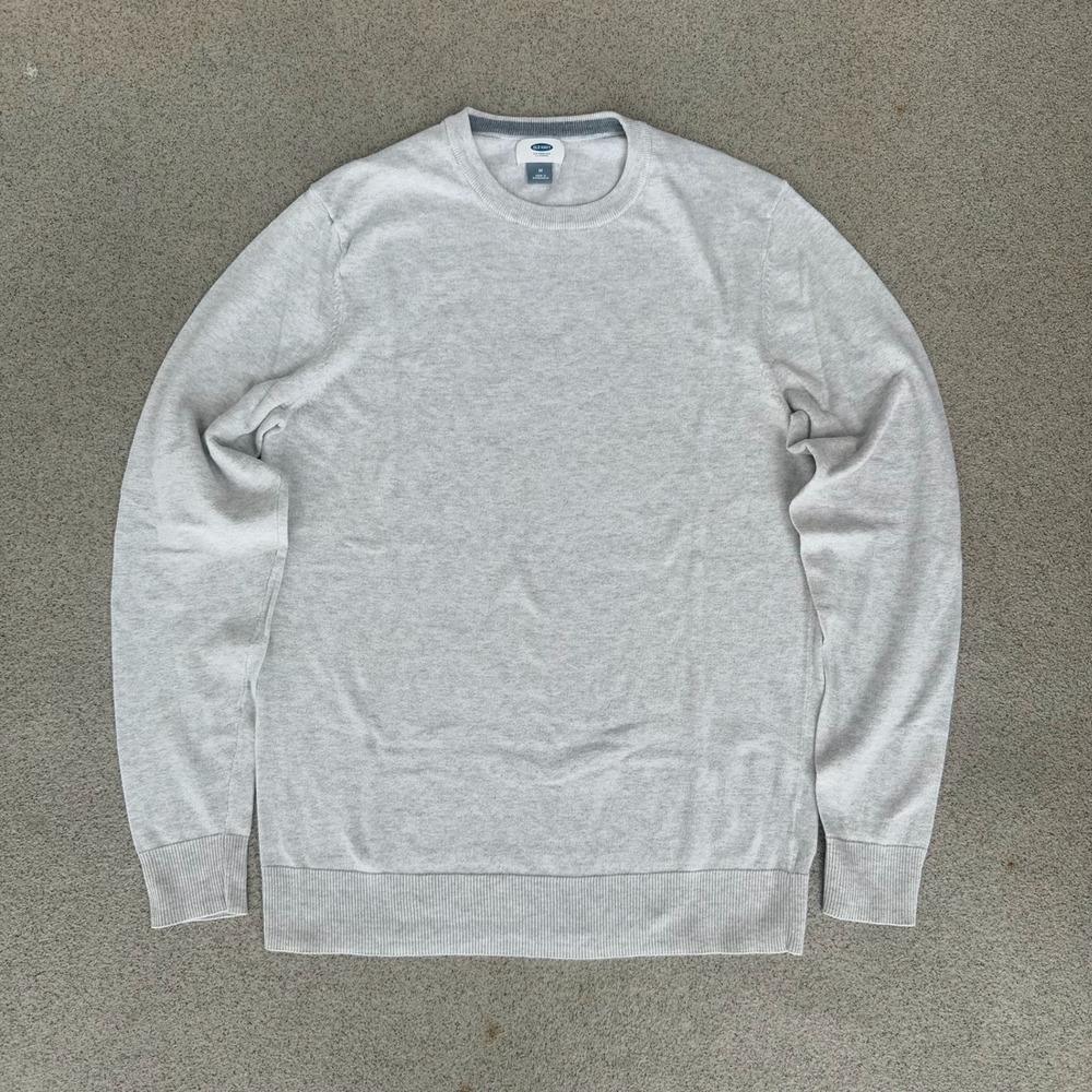 Old Navy Crewneck Mens Medium Sweater - Gray Heathered Long Sleeve Knit